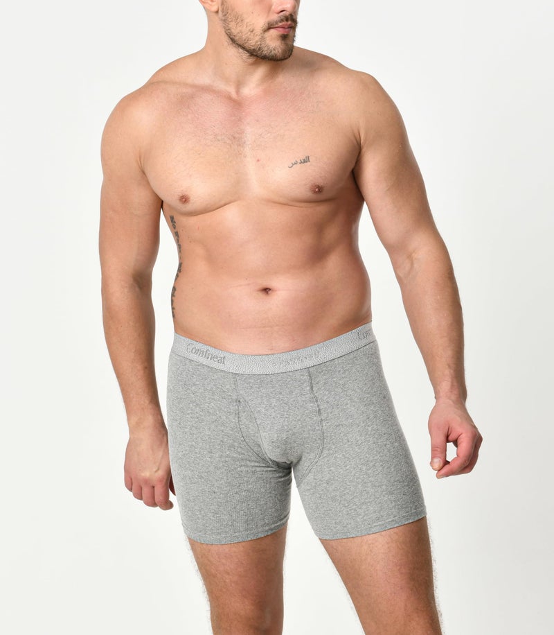 Comfneat Men's 5-Pack Boxer Briefs Super Stretchy Cotton Spandex Comfy Underwear (Grey Melange Pack-5, L) - Image 5